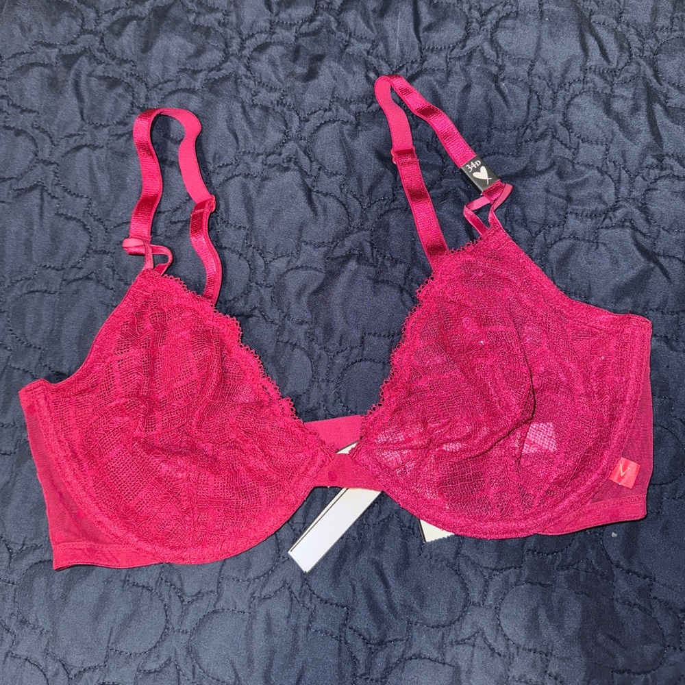 Victoria's Secret Magenta Lace Unlined Underwire Bra